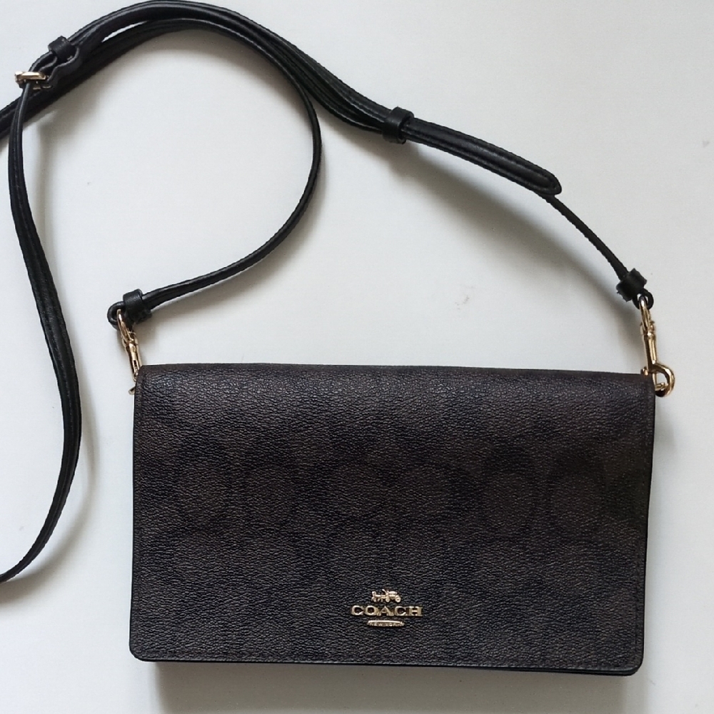 Coach Signature Canvas Brown Crossbody Bag